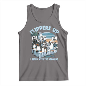 Flippers Up I Stand With The Peinguins Tank Top Penguins Tariff Resist TS11 Deep Heather Print Your Wear