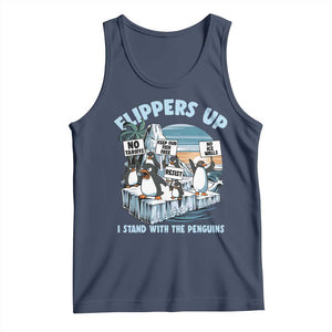 Flippers Up I Stand With The Peinguins Tank Top Penguins Tariff Resist TS11 Navy Print Your Wear