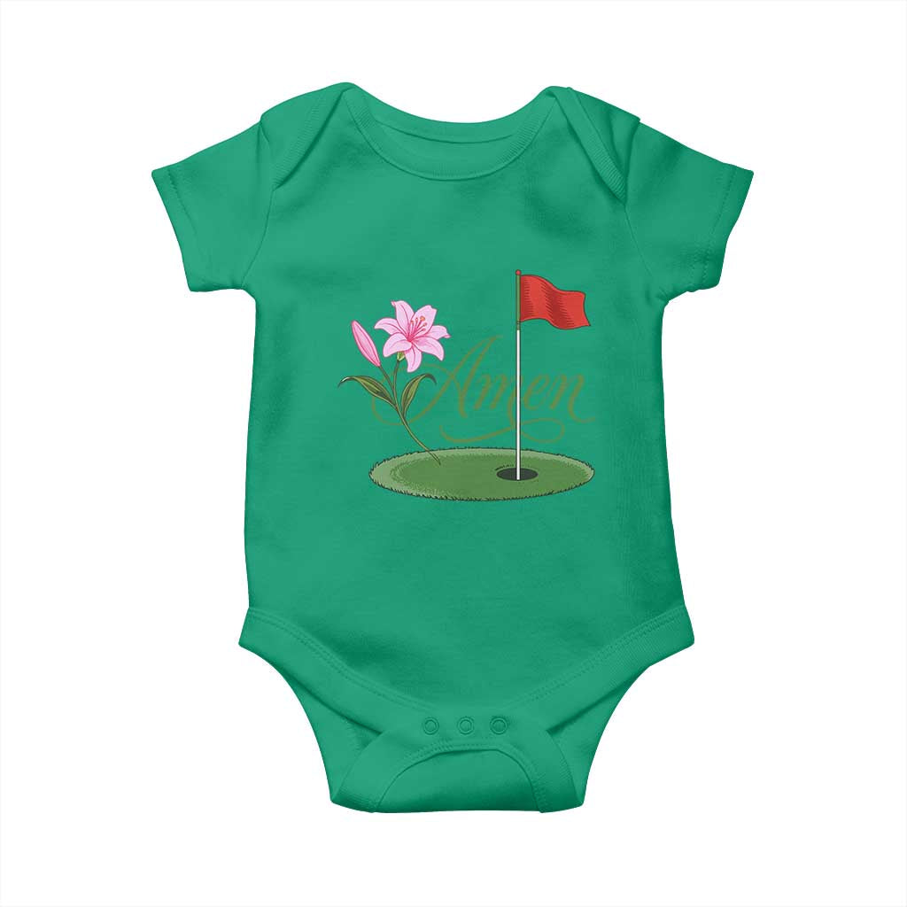 Amen Funny Golf Baby Onesie Azalea Floral Augusta Georgia for Golfers TS11 Irish Green Print Your Wear