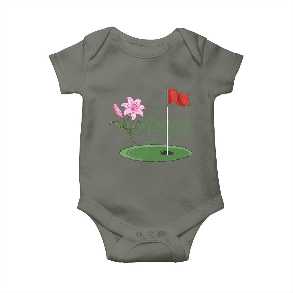 Amen Funny Golf Baby Onesie Azalea Floral Augusta Georgia for Golfers TS11 Military Green Print Your Wear