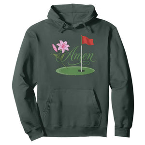 Amen Funny Golf Hoodie Azalea Floral Augusta Georgia for Golfers TS11 Dark Forest Green Print Your Wear