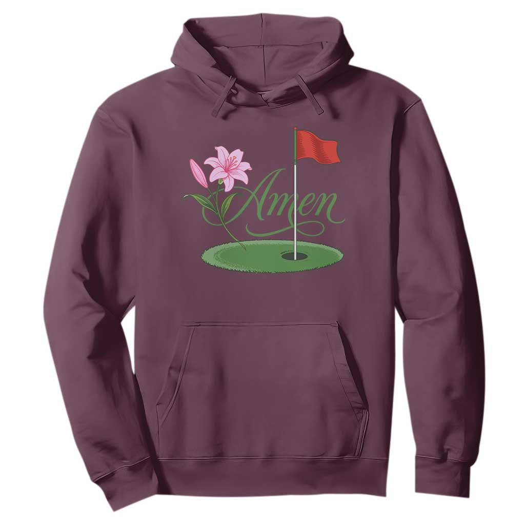 Amen Funny Golf Hoodie Azalea Floral Augusta Georgia for Golfers TS11 Maroon Print Your Wear