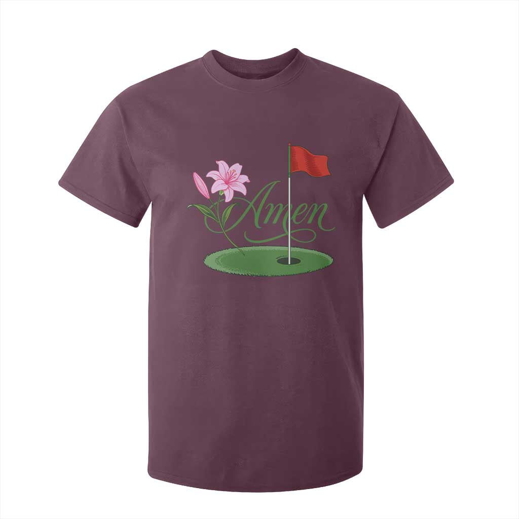 Amen Funny Golf T Shirt For Kid Azalea Floral Augusta Georgia for Golfers TS11 Maroon Print Your Wear