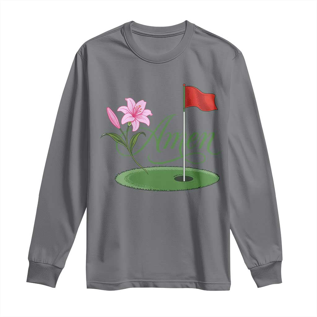Amen Funny Golf Long Sleeve Shirt Azalea Floral Augusta Georgia for Golfers TS11 Charcoal Print Your Wear