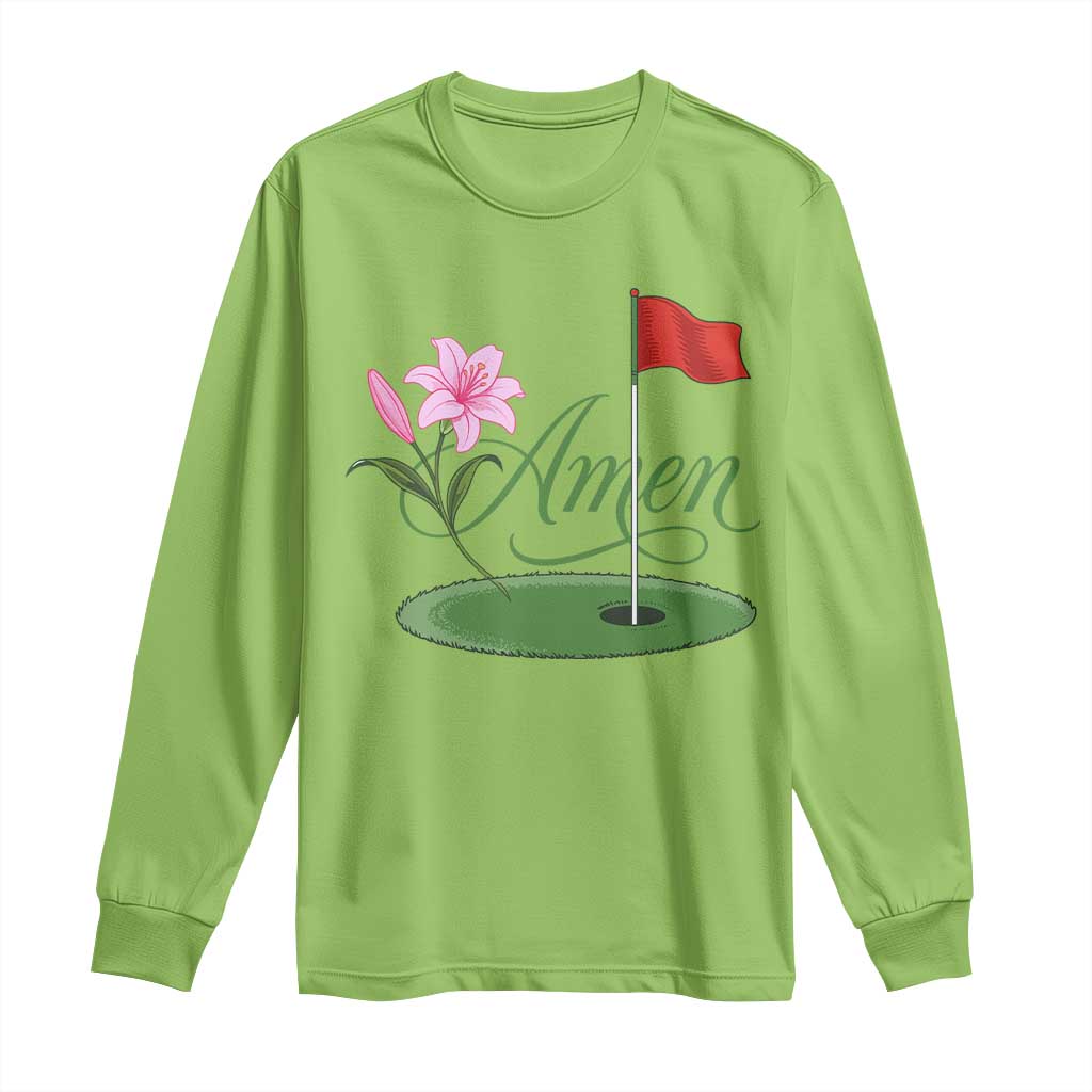 Amen Funny Golf Long Sleeve Shirt Azalea Floral Augusta Georgia for Golfers TS11 Lime Print Your Wear
