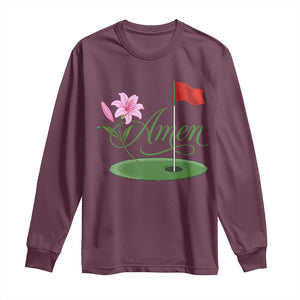Amen Funny Golf Long Sleeve Shirt Azalea Floral Augusta Georgia for Golfers TS11 Maroon Print Your Wear