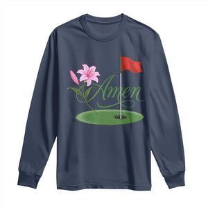 Amen Funny Golf Long Sleeve Shirt Azalea Floral Augusta Georgia for Golfers TS11 Navy Print Your Wear