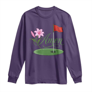 Amen Funny Golf Long Sleeve Shirt Azalea Floral Augusta Georgia for Golfers TS11 Purple Print Your Wear