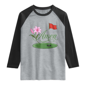 Amen Funny Golf Raglan Shirt Azalea Floral Augusta Georgia for Golfers TS11 Heather Gray Black Print Your Wear
