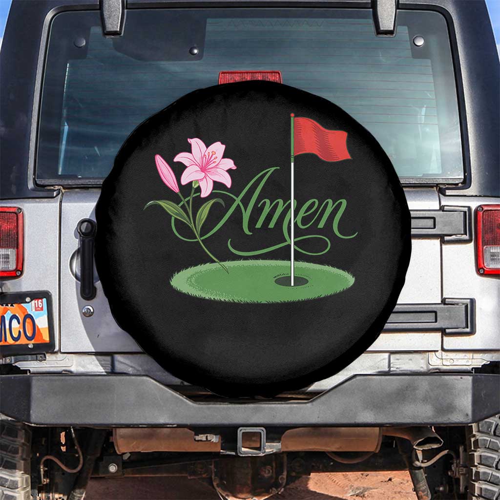 Amen Funny Golf Spare Tire Cover Azalea Floral Augusta Georgia for Golfers TS11 No hole Black Print Your Wear