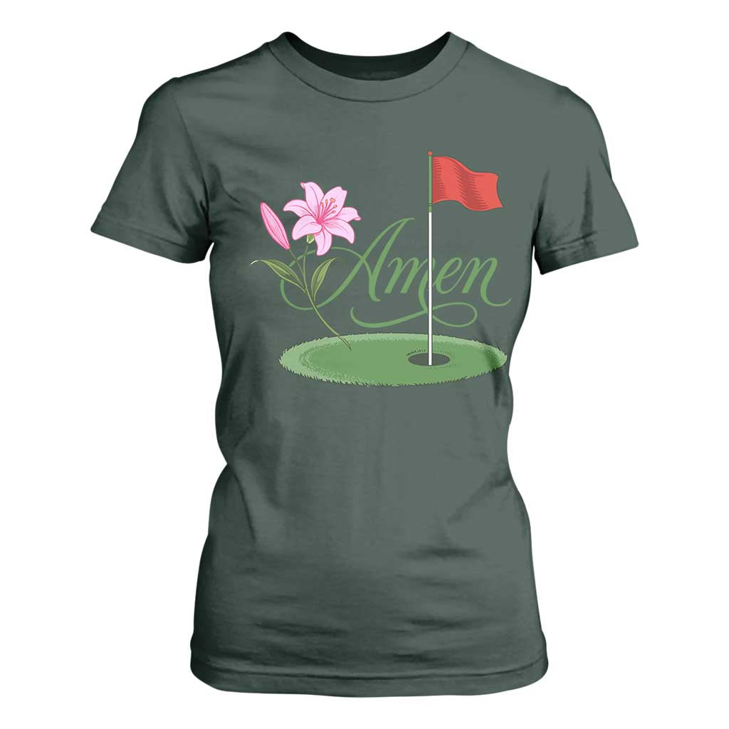 Amen Funny Golf T Shirt For Women Azalea Floral Augusta Georgia for Golfers TS11 Dark Forest Green Print Your Wear