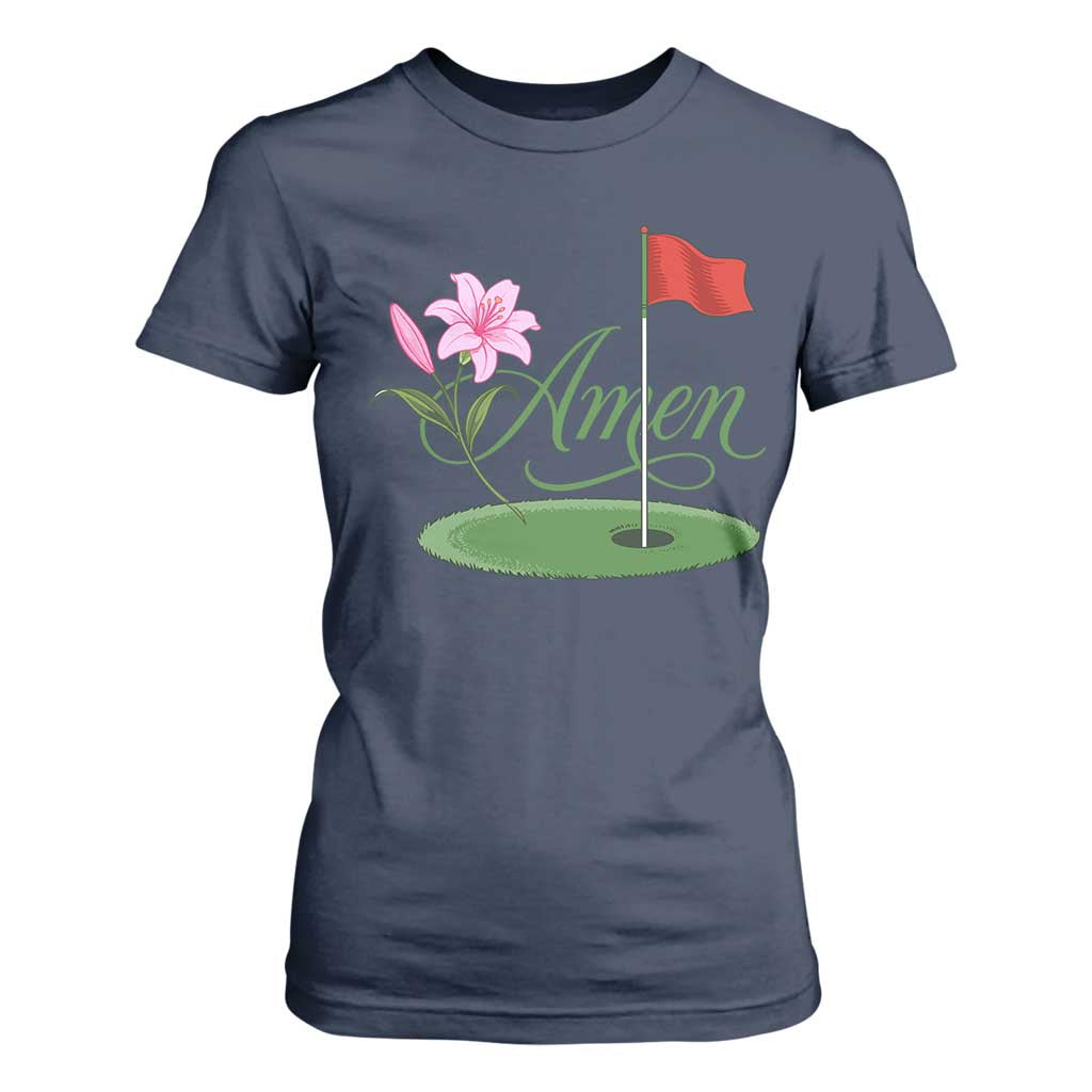 Amen Funny Golf T Shirt For Women Azalea Floral Augusta Georgia for Golfers TS11 Navy Print Your Wear