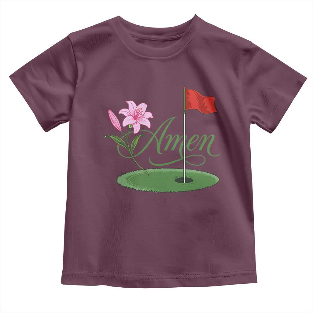 Amen Funny Golf Toddler T Shirt Azalea Floral Augusta Georgia for Golfers TS11 Maroon Print Your Wear