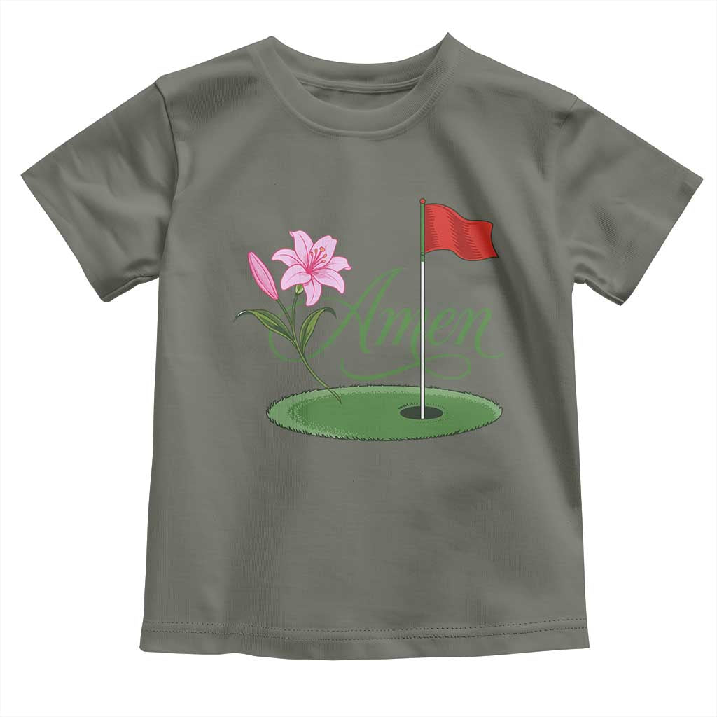 Amen Funny Golf Toddler T Shirt Azalea Floral Augusta Georgia for Golfers TS11 Military Green Print Your Wear