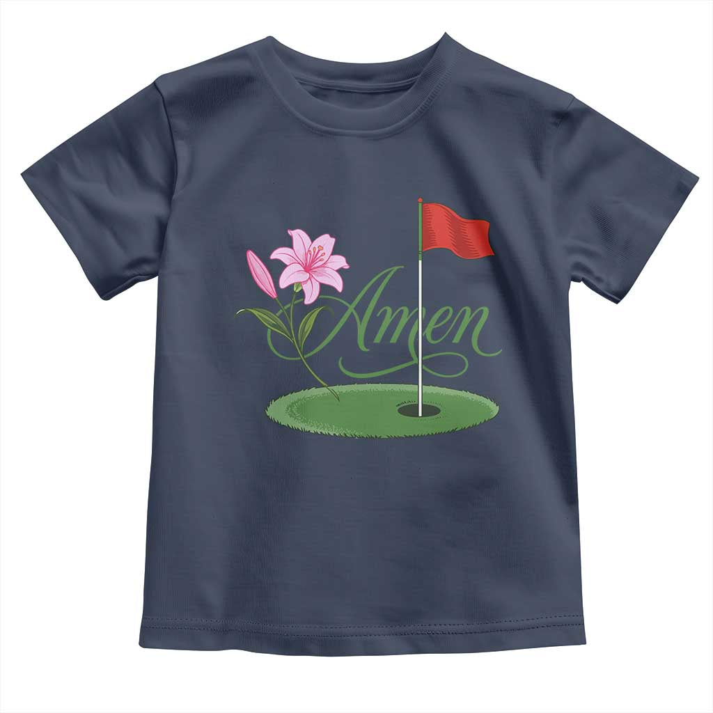 Amen Funny Golf Toddler T Shirt Azalea Floral Augusta Georgia for Golfers TS11 Navy Print Your Wear