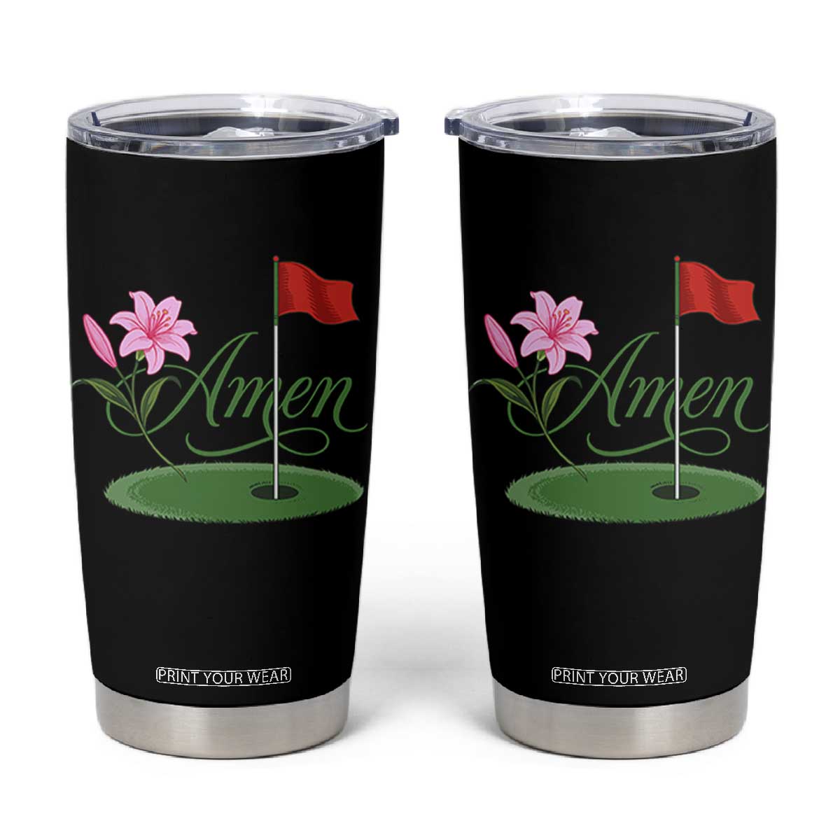 Amen Funny Golf Tumbler Cup Azalea Floral Augusta Georgia for Golfers TS11 Black Print Your Wear