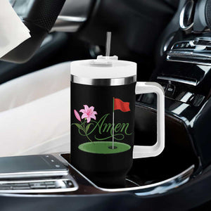 Amen Funny Golf Tumbler With Handle Azalea Floral Augusta Georgia for Golfers TS11 Print Your Wear