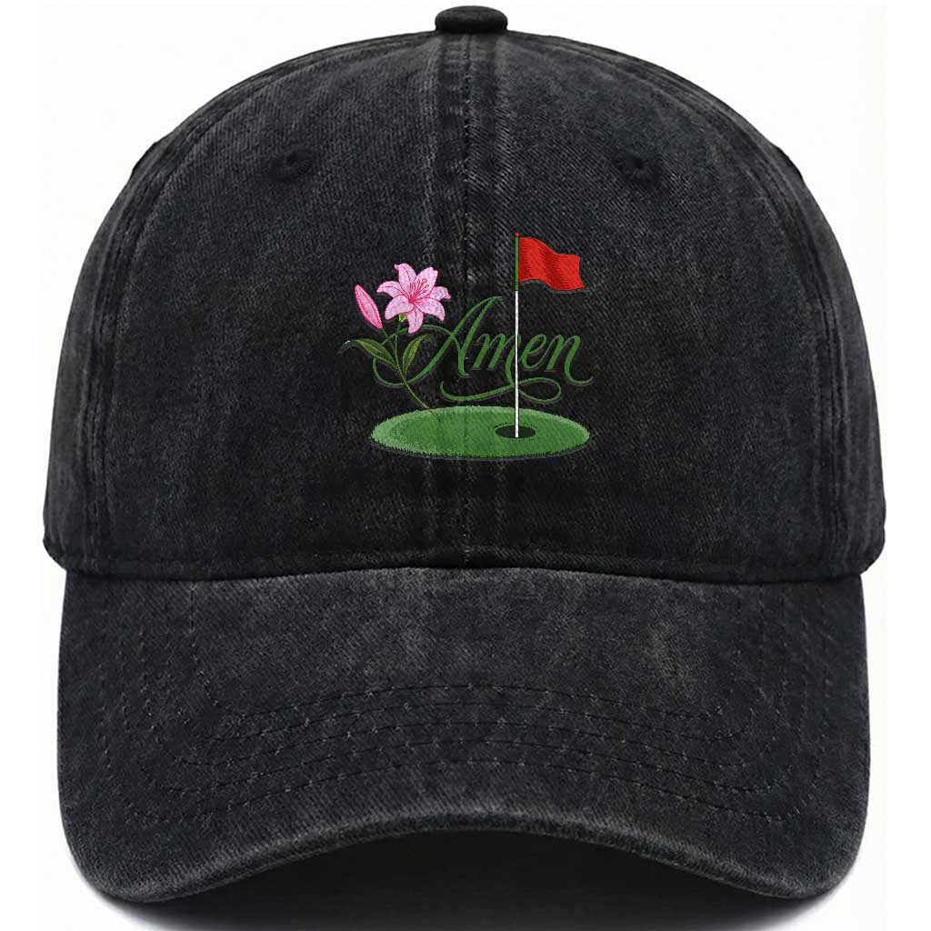 Amen Funny Golf Washed Cotton Baseball Cap Azalea Floral Augusta Georgia for Golfers TS11 Print Your Wear
