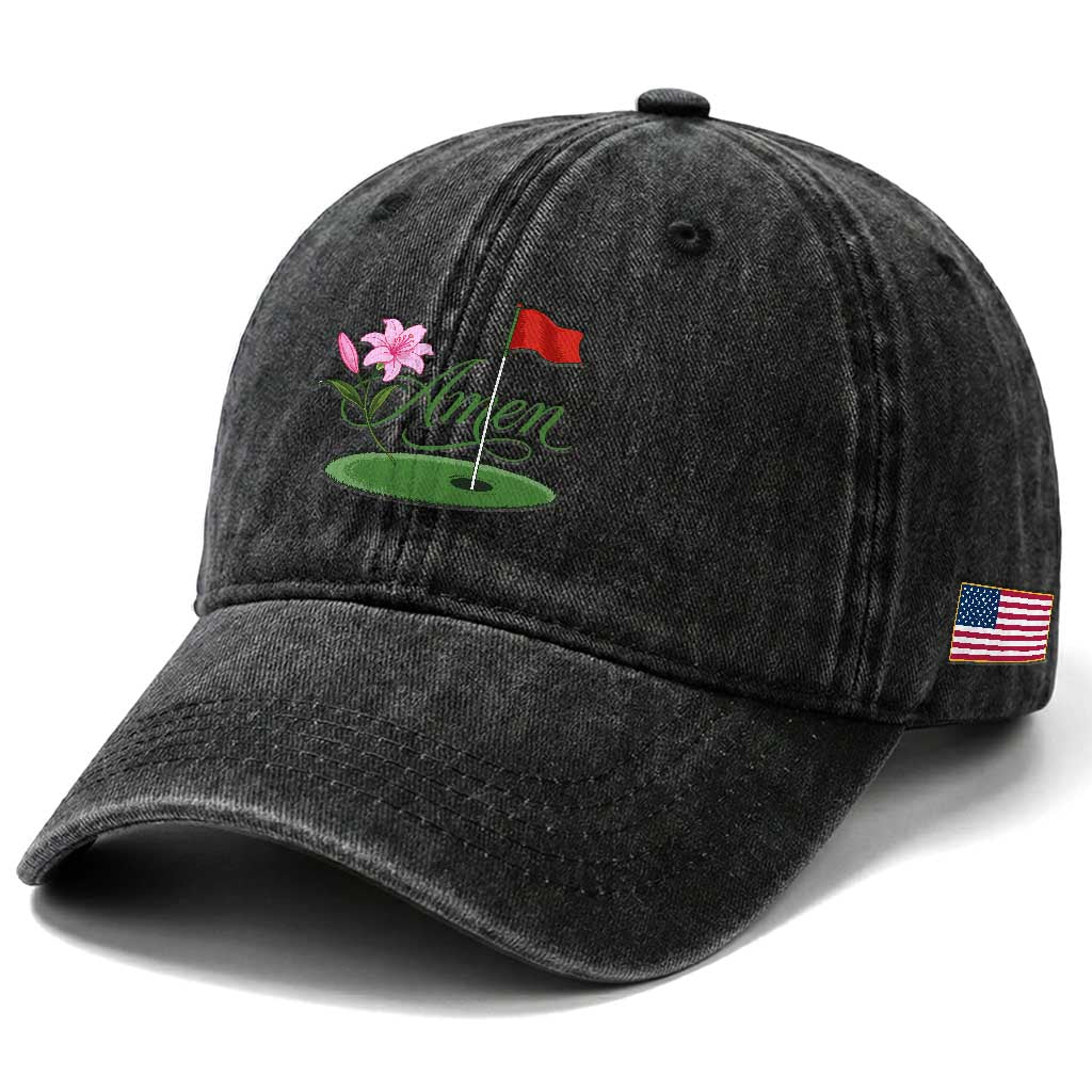 Amen Funny Golf Washed Cotton Baseball Cap Azalea Floral Augusta Georgia for Golfers TS11 Print Your Wear