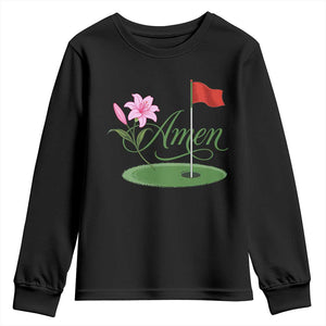 Amen Funny Golf Youth Sweatshirt Azalea Floral Augusta Georgia for Golfers TS11 Black Print Your Wear
