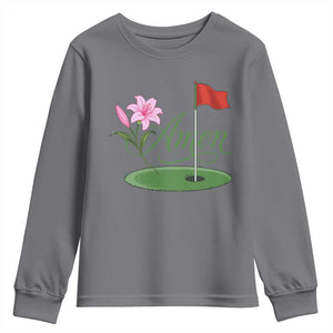 Amen Funny Golf Youth Sweatshirt Azalea Floral Augusta Georgia for Golfers TS11 Charcoal Print Your Wear