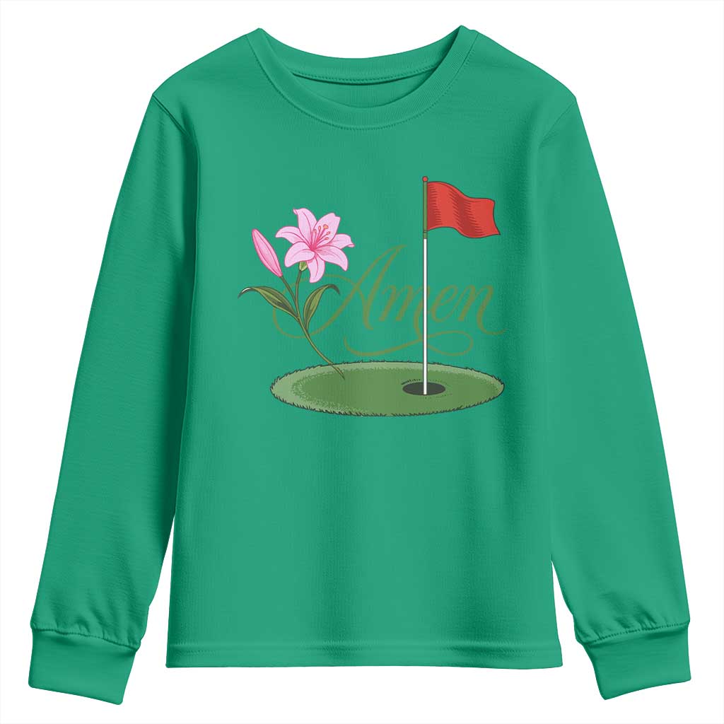 Amen Funny Golf Youth Sweatshirt Azalea Floral Augusta Georgia for Golfers TS11 Irish Green Print Your Wear