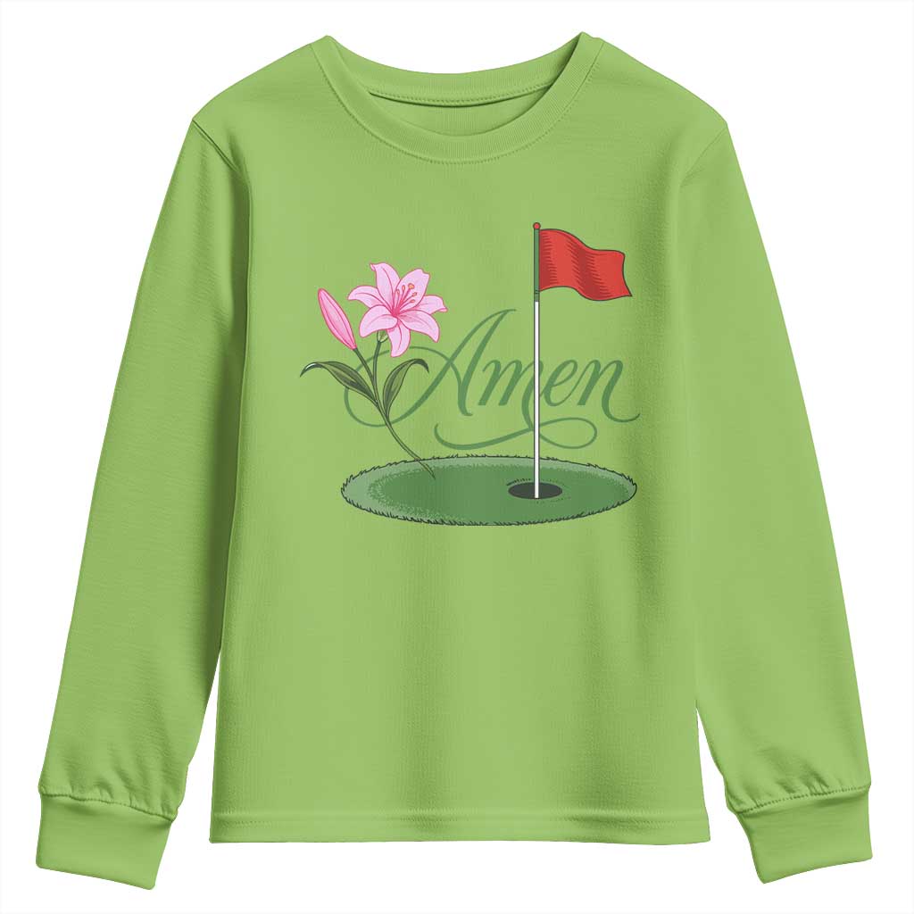 Amen Funny Golf Youth Sweatshirt Azalea Floral Augusta Georgia for Golfers TS11 Lime Print Your Wear