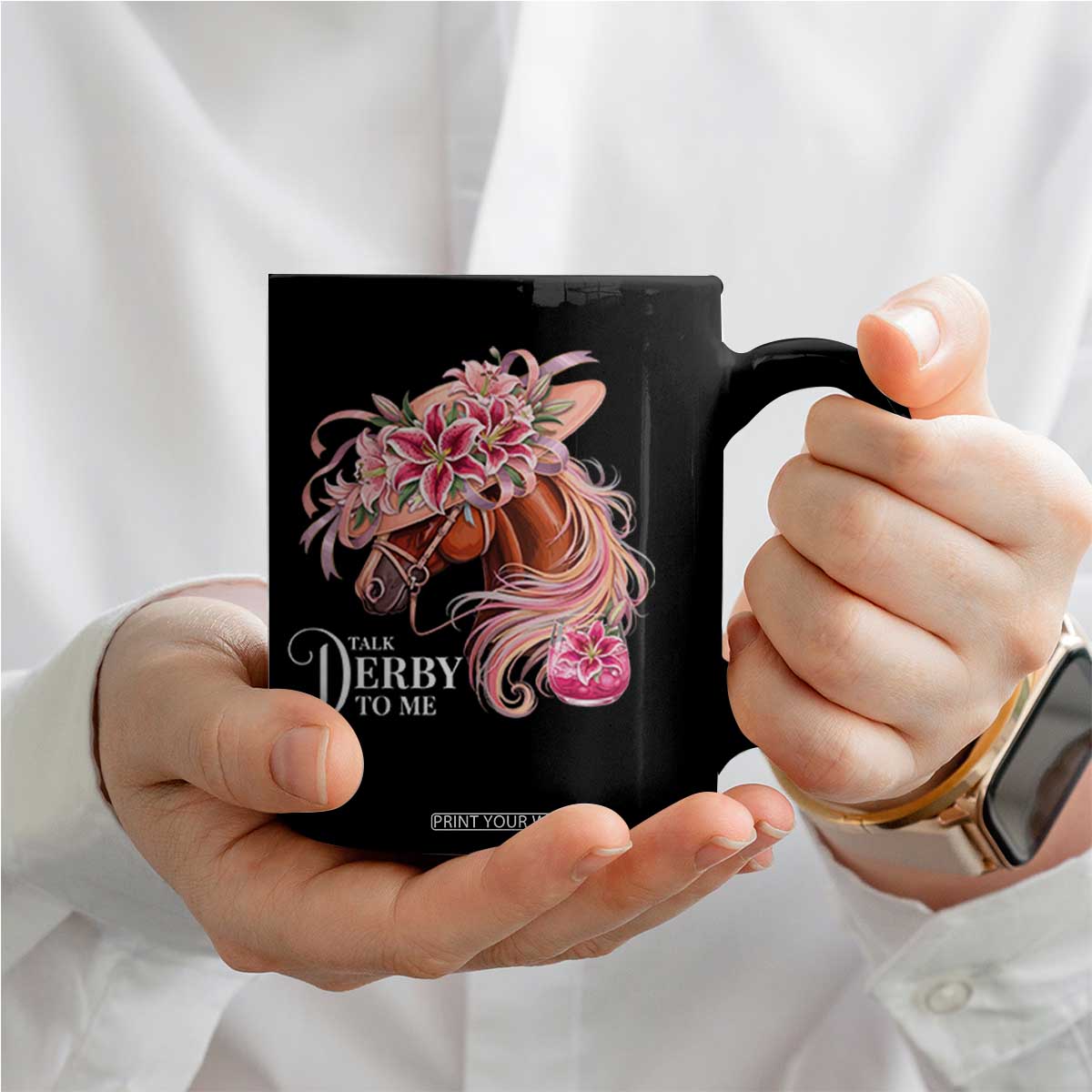 Talk Derby To Me Coffee Mug Funny Horse Racing Derby Day Stargazer Lilies TS11 Print Your Wear