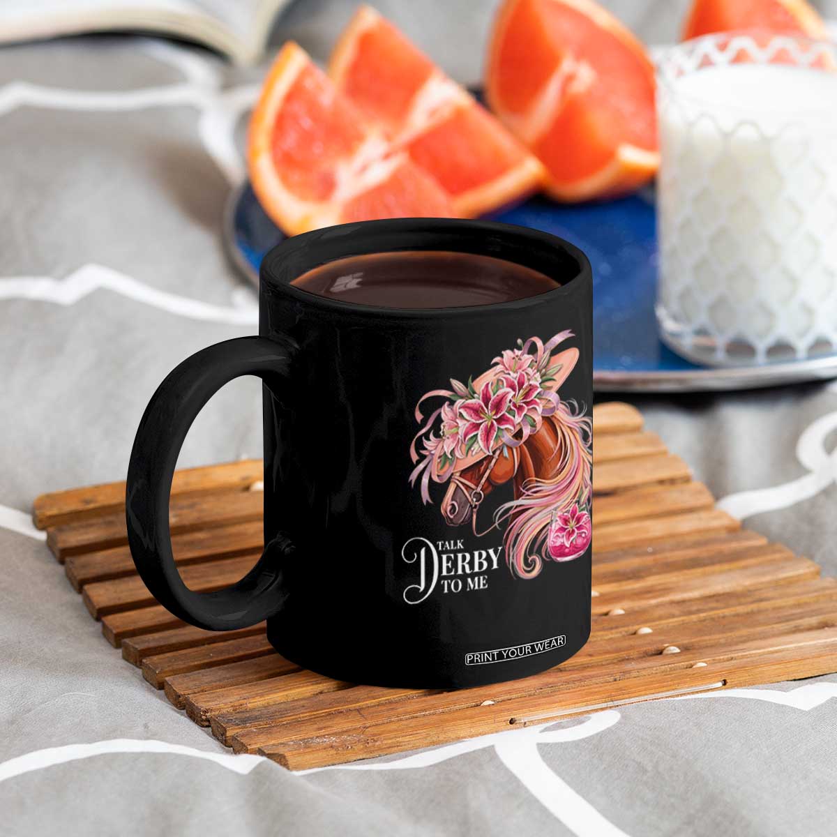Talk Derby To Me Coffee Mug Funny Horse Racing Derby Day Stargazer Lilies TS11 Print Your Wear