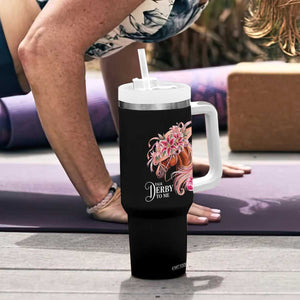 Talk Derby To Me Tumbler With Handle Funny Horse Racing Derby Day Stargazer Lilies TS11 Print Your Wear