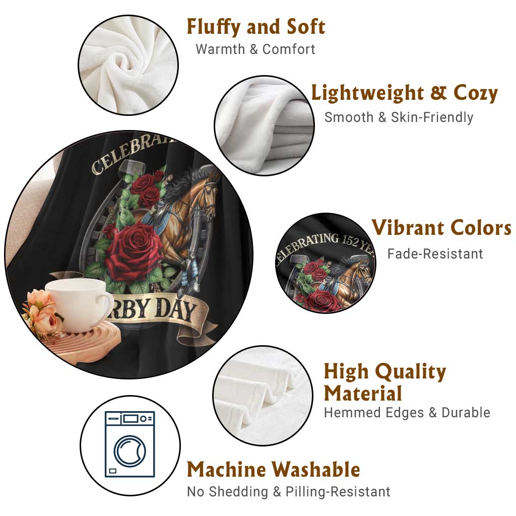 Celebrating 152 Years Derby Day Throw Blanket Vintage Horse Racing Roses TS11 Print Your Wear