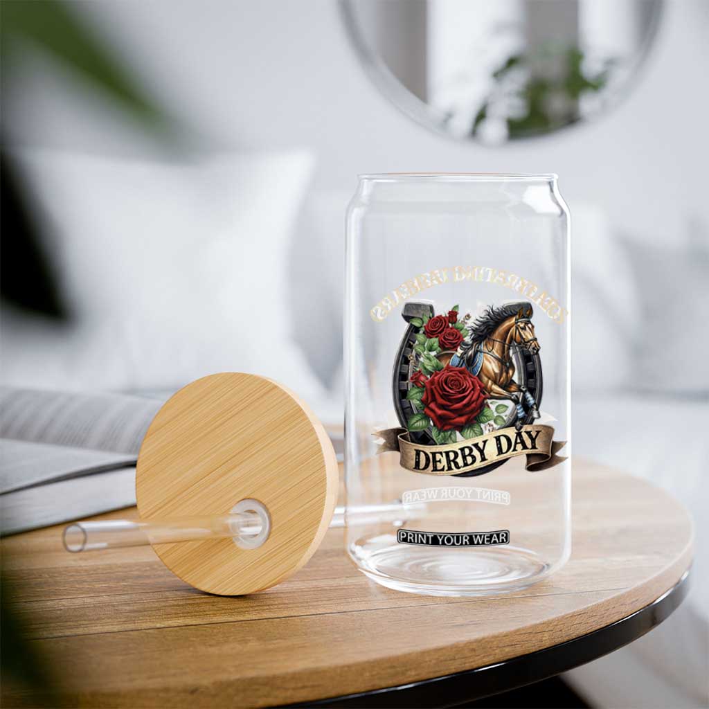 Celebrating 152 Years Derby Day Glass Can Vintage Horse Racing Roses TS11 Print Your Wear