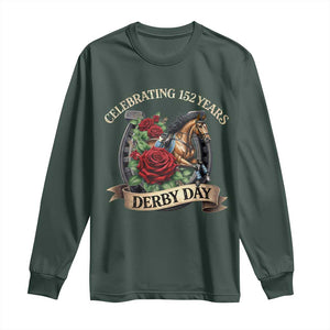 Celebrating 152 Years Derby Day Long Sleeve Shirt Vintage Horse Racing Roses TS11 Dark Forest Green Print Your Wear