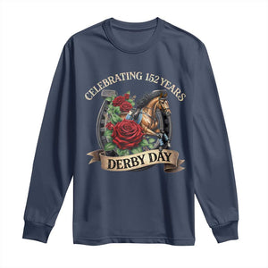 Celebrating 152 Years Derby Day Long Sleeve Shirt Vintage Horse Racing Roses TS11 Navy Print Your Wear