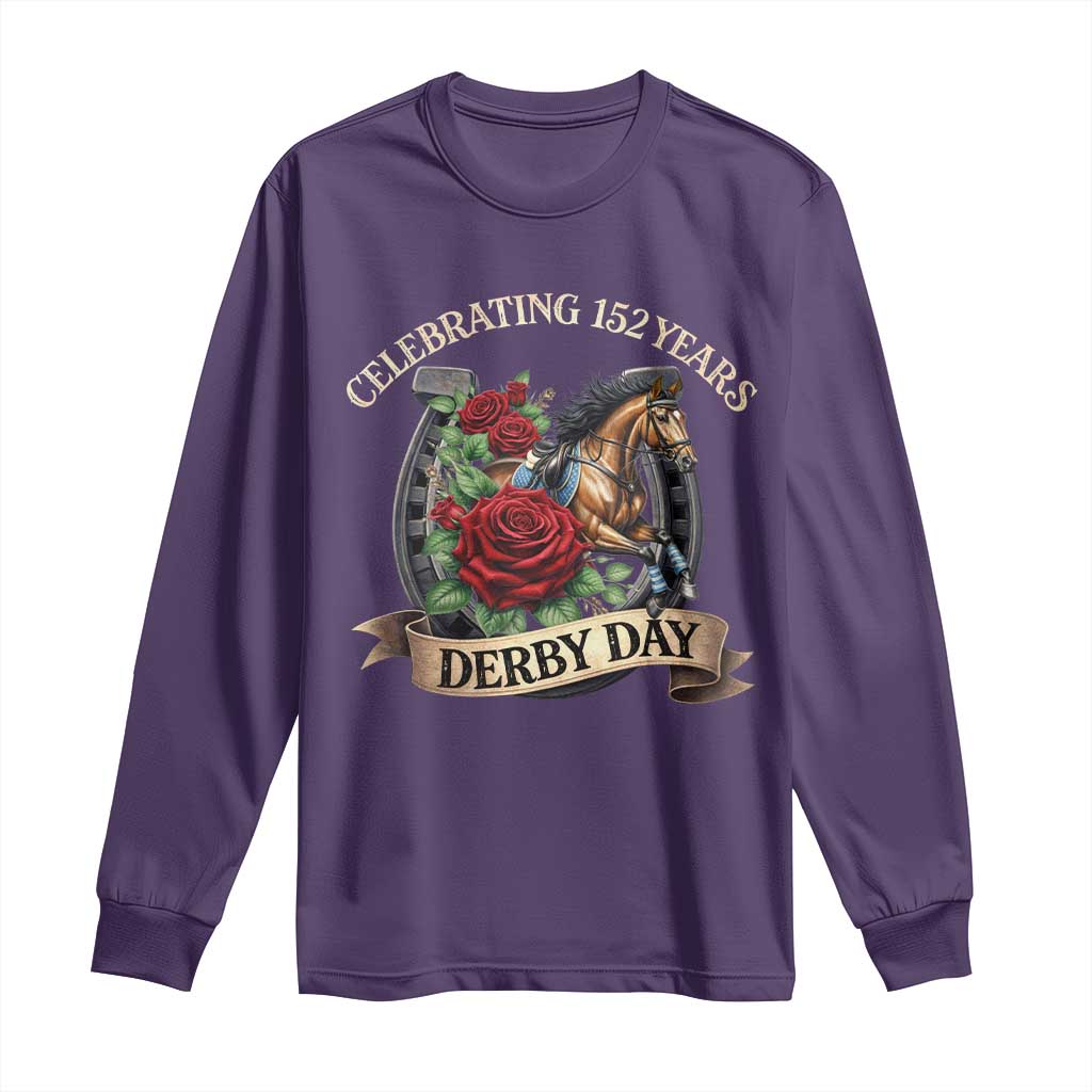 Celebrating 152 Years Derby Day Long Sleeve Shirt Vintage Horse Racing Roses TS11 Purple Print Your Wear