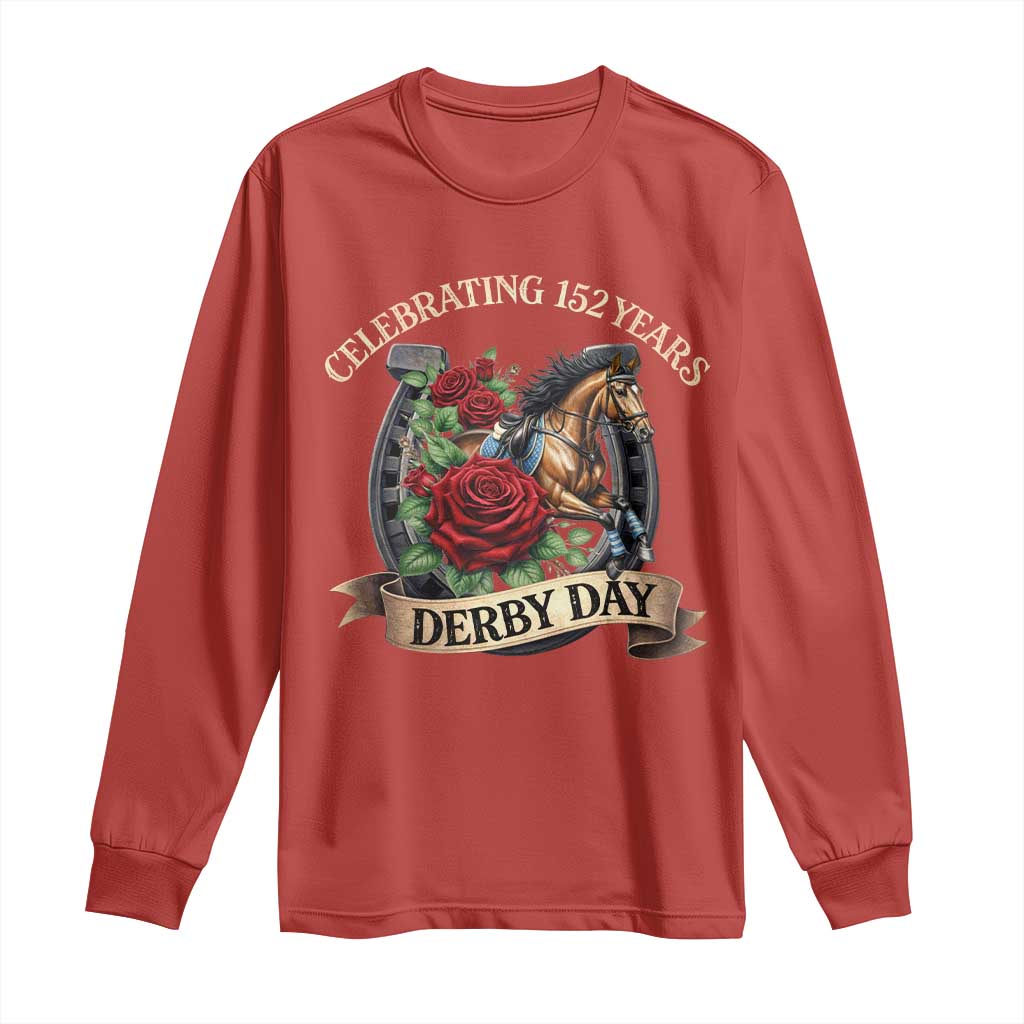 Celebrating 152 Years Derby Day Long Sleeve Shirt Vintage Horse Racing Roses TS11 Red Print Your Wear