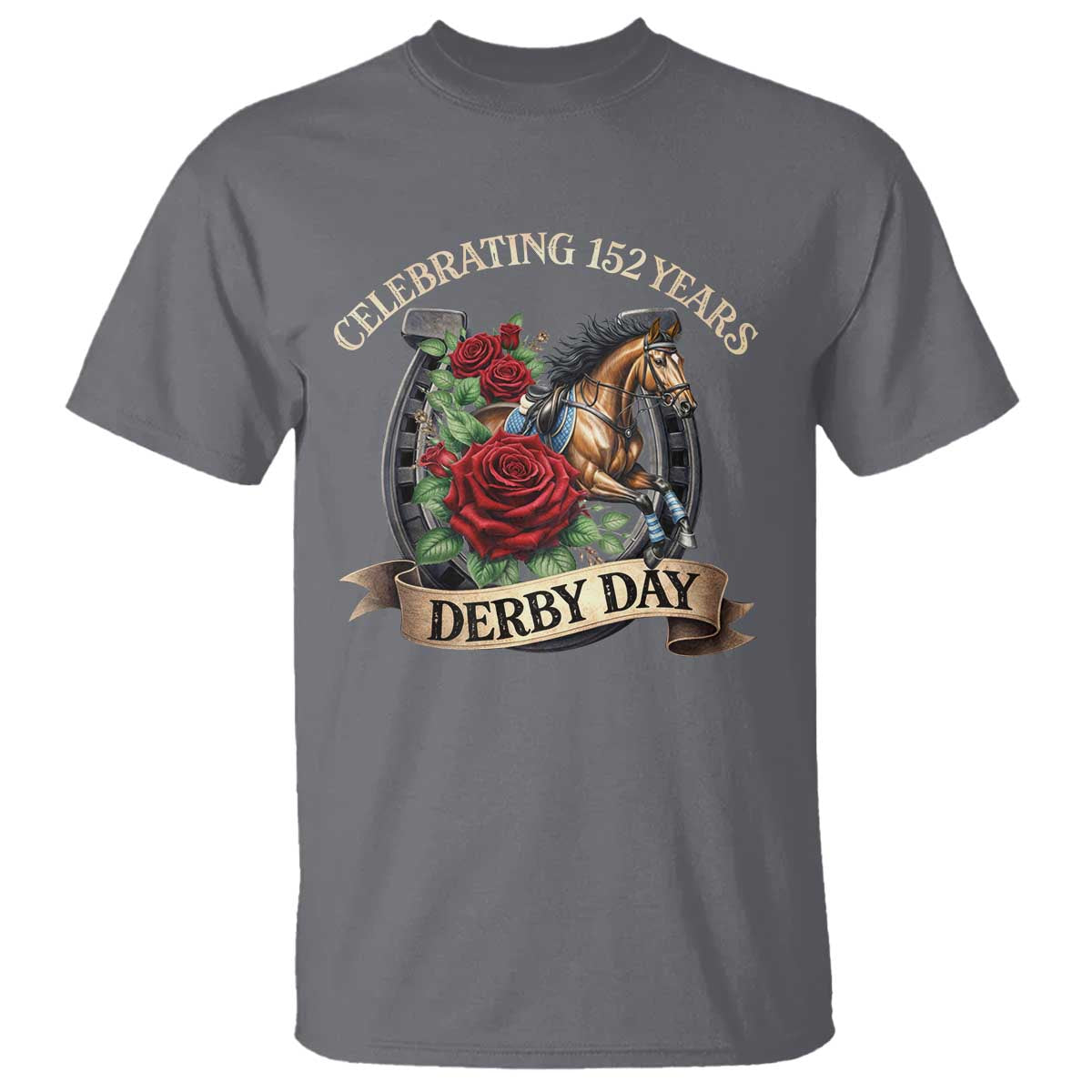 Celebrating 152 Years Derby Day T Shirt Vintage Horse Racing Roses TS11 Charcoal Print Your Wear