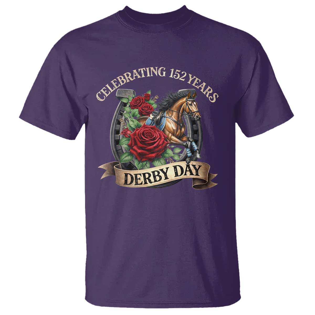 Celebrating 152 Years Derby Day T Shirt Vintage Horse Racing Roses TS11 Purple Print Your Wear