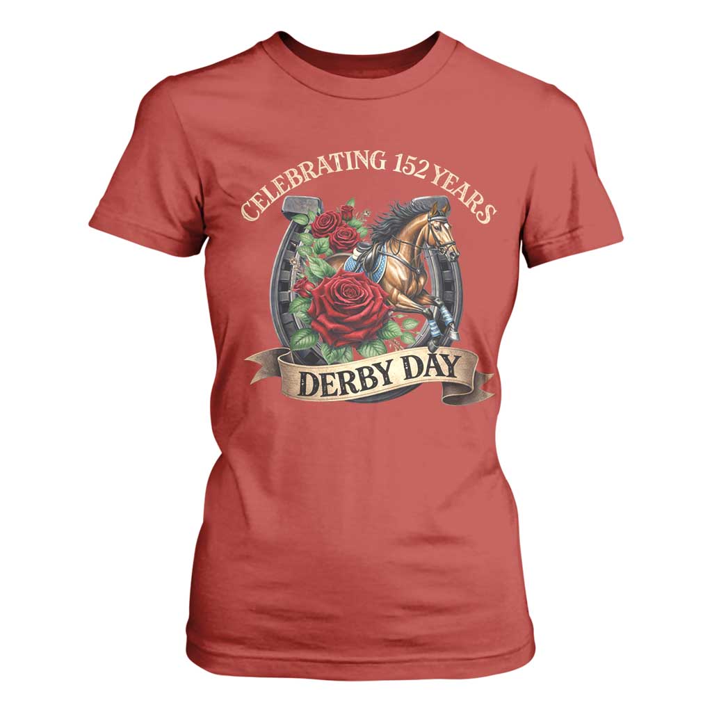 Celebrating 152 Years Derby Day T Shirt For Women Vintage Horse Racing Roses TS11 Red Print Your Wear