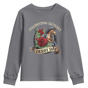 Celebrating 152 Years Derby Day Youth Sweatshirt Vintage Horse Racing Roses TS11 Charcoal Print Your Wear