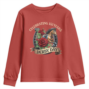 Celebrating 152 Years Derby Day Youth Sweatshirt Vintage Horse Racing Roses TS11 Red Print Your Wear