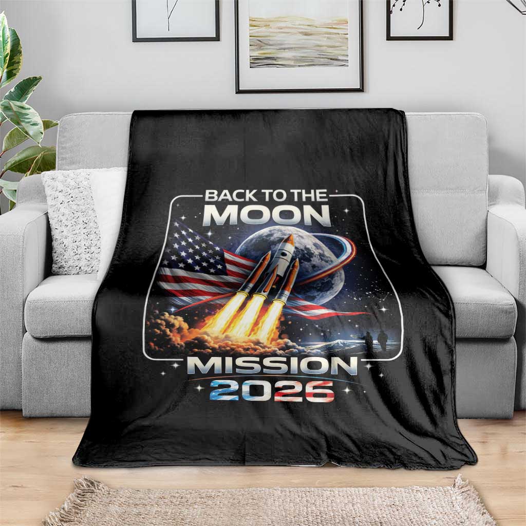 Back To The Moon Mission 2026 Throw Blanket Rocket Launch Moon Space Program TS11 Print Your Wear