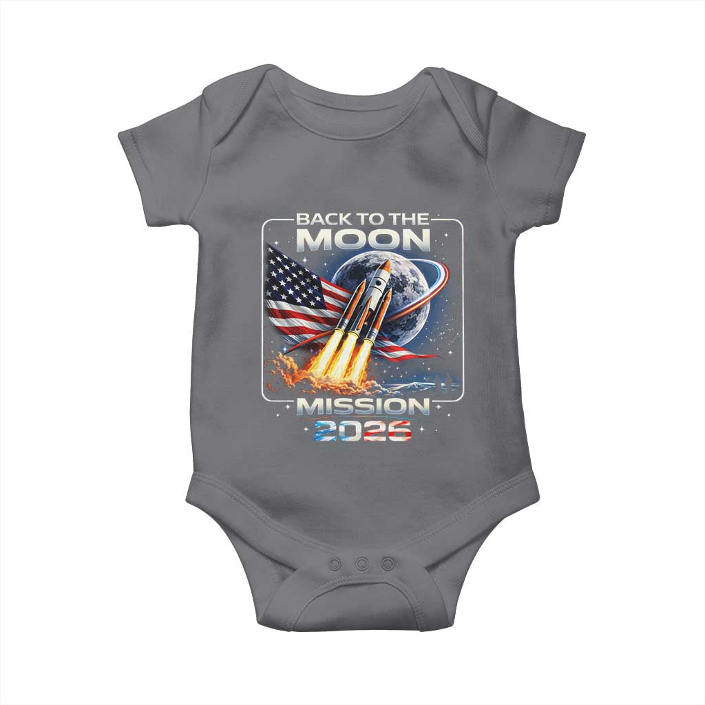 Back To The Moon Mission 2026 Baby Onesie Rocket Launch Moon Space Program TS11 Charcoal Print Your Wear