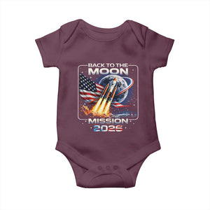 Back To The Moon Mission 2026 Baby Onesie Rocket Launch Moon Space Program TS11 Maroon Print Your Wear