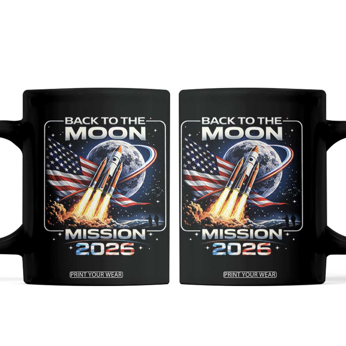 Back To The Moon Mission 2026 Coffee Mug Rocket Launch Moon Space Program TS11 Black Print Your Wear