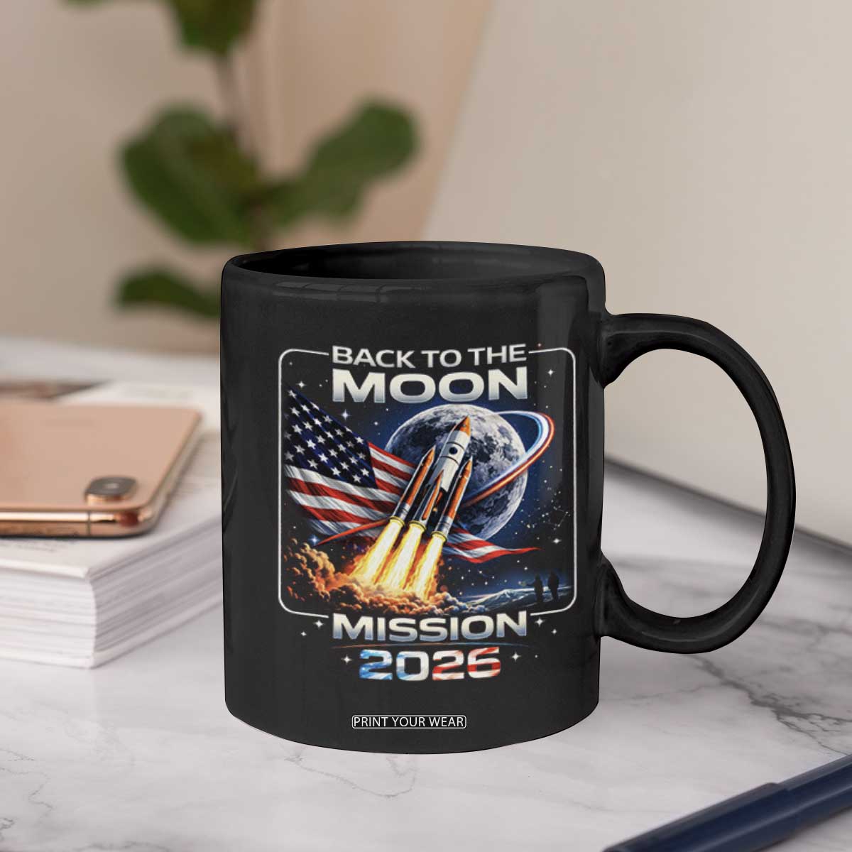Back To The Moon Mission 2026 Coffee Mug Rocket Launch Moon Space Program TS11 Print Your Wear