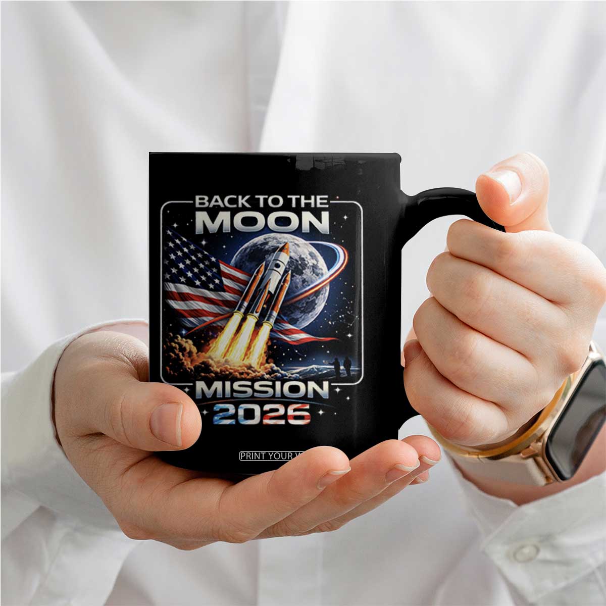 Back To The Moon Mission 2026 Coffee Mug Rocket Launch Moon Space Program TS11 Print Your Wear