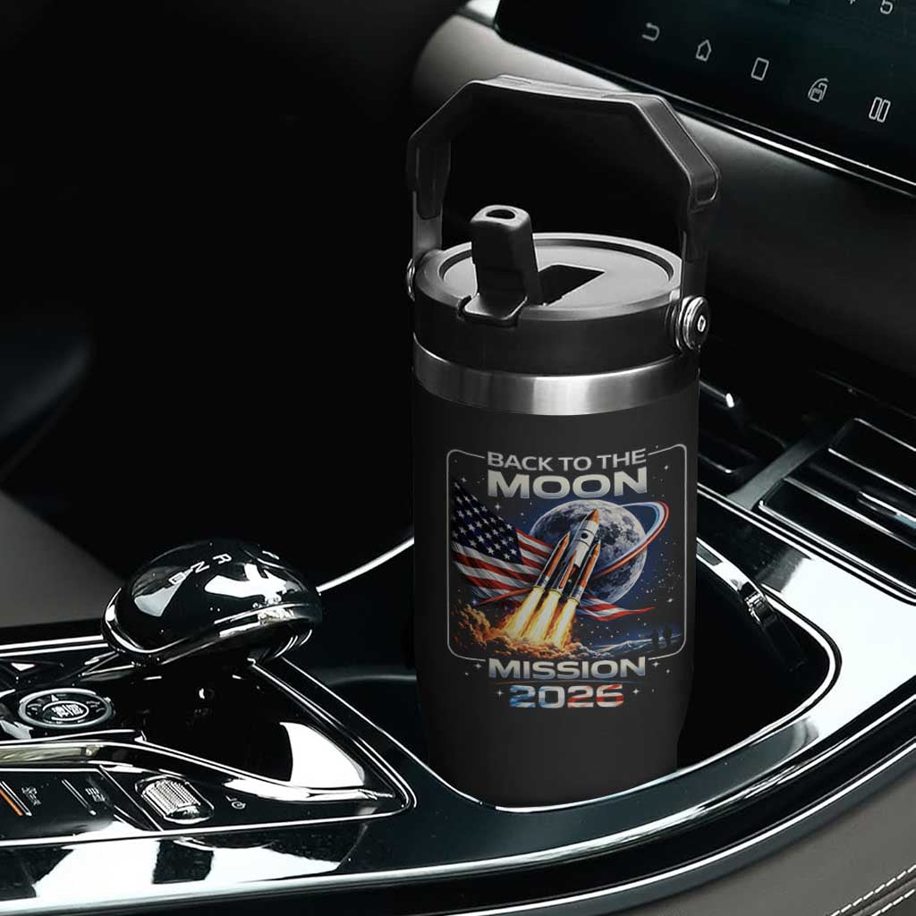 Back To The Moon Mission 2026 Flip Straw Tumbler Rocket Launch Moon Space Program TS11 Print Your Wear