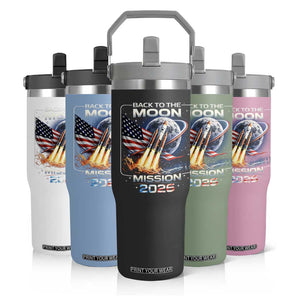 Back To The Moon Mission 2026 Flip Straw Tumbler Rocket Launch Moon Space Program TS11 Print Your Wear