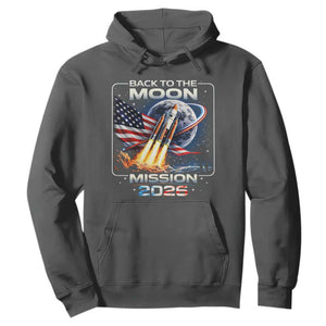 Back To The Moon Mission 2026 Hoodie Rocket Launch Moon Space Program TS11 Dark Heather Print Your Wear
